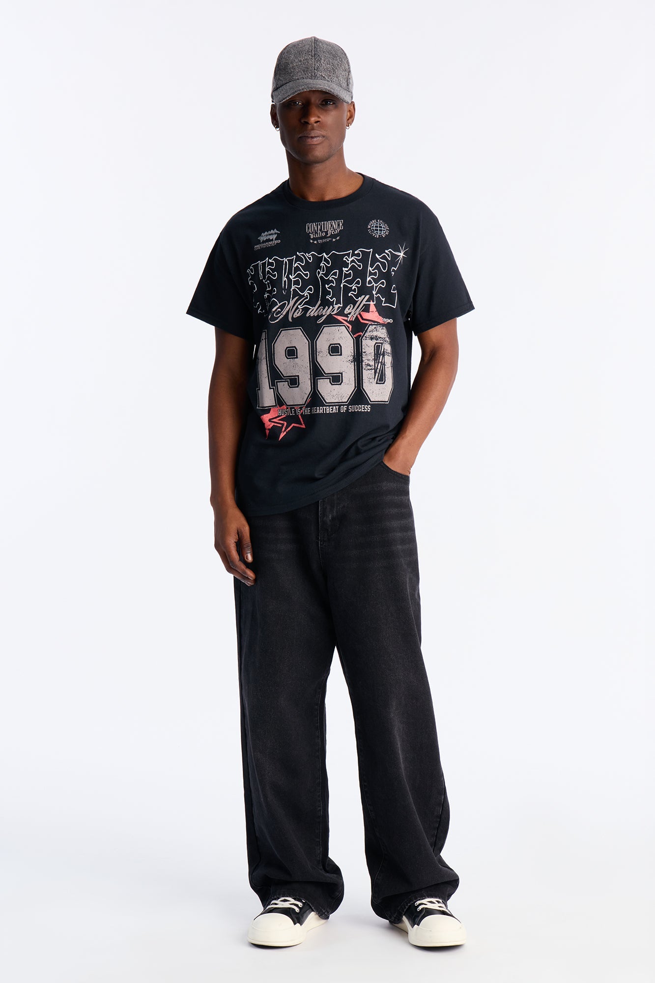 Hustle No Days Off Oversized Short Sleeve Tee - Black Fashion Nova