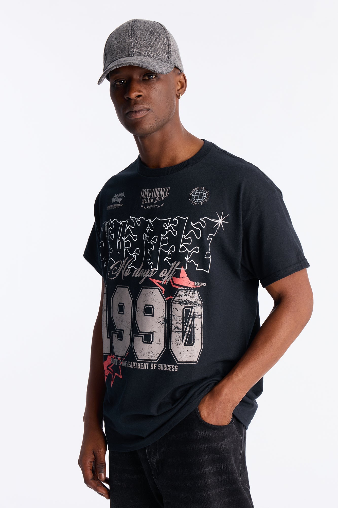 Hustle No Days Off Oversized Short Sleeve Tee - Black Fashion Nova