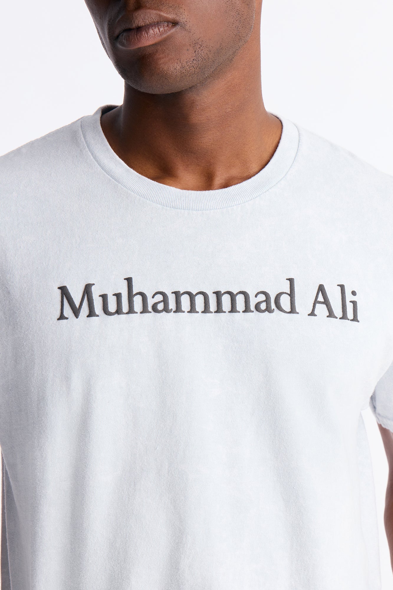 Muhammad Ali Sting Like A Bee Puff Print Short Sleeve Tee - Grey Mineral Wash Fashion Nova