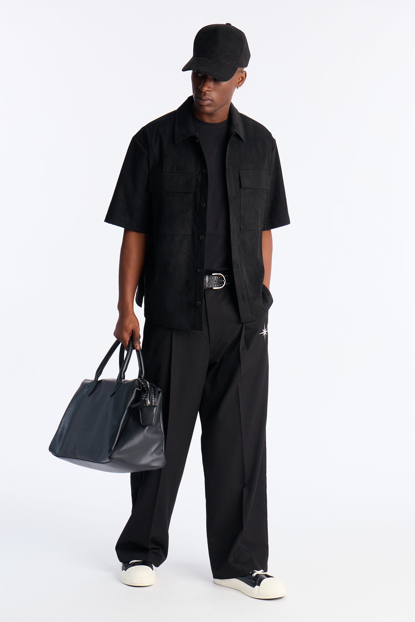 Relaxed Brushed Double Pocket Button Up Shirt - Black Fashion Nova