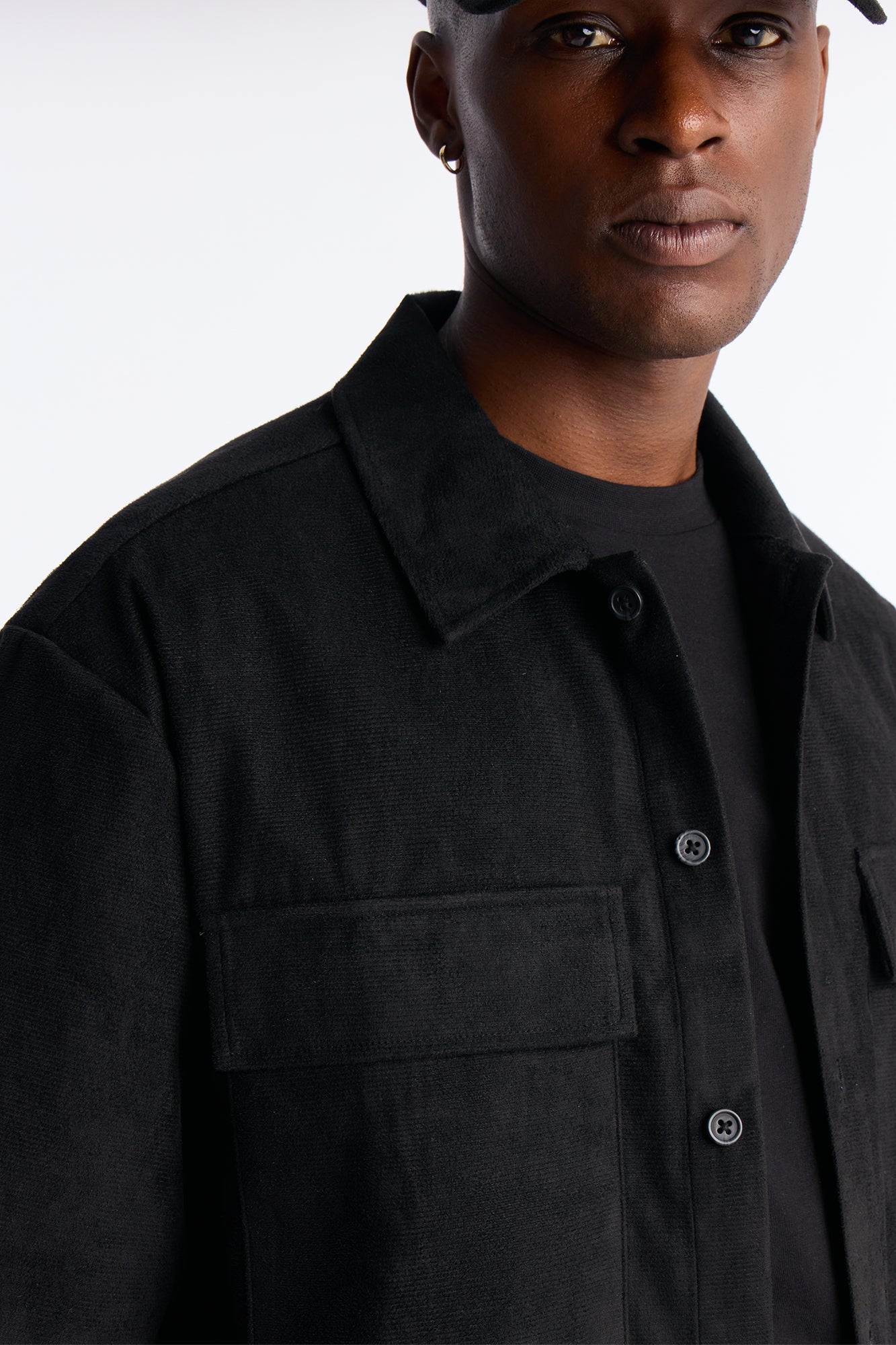 Relaxed Brushed Double Pocket Button Up Shirt - Black Fashion Nova