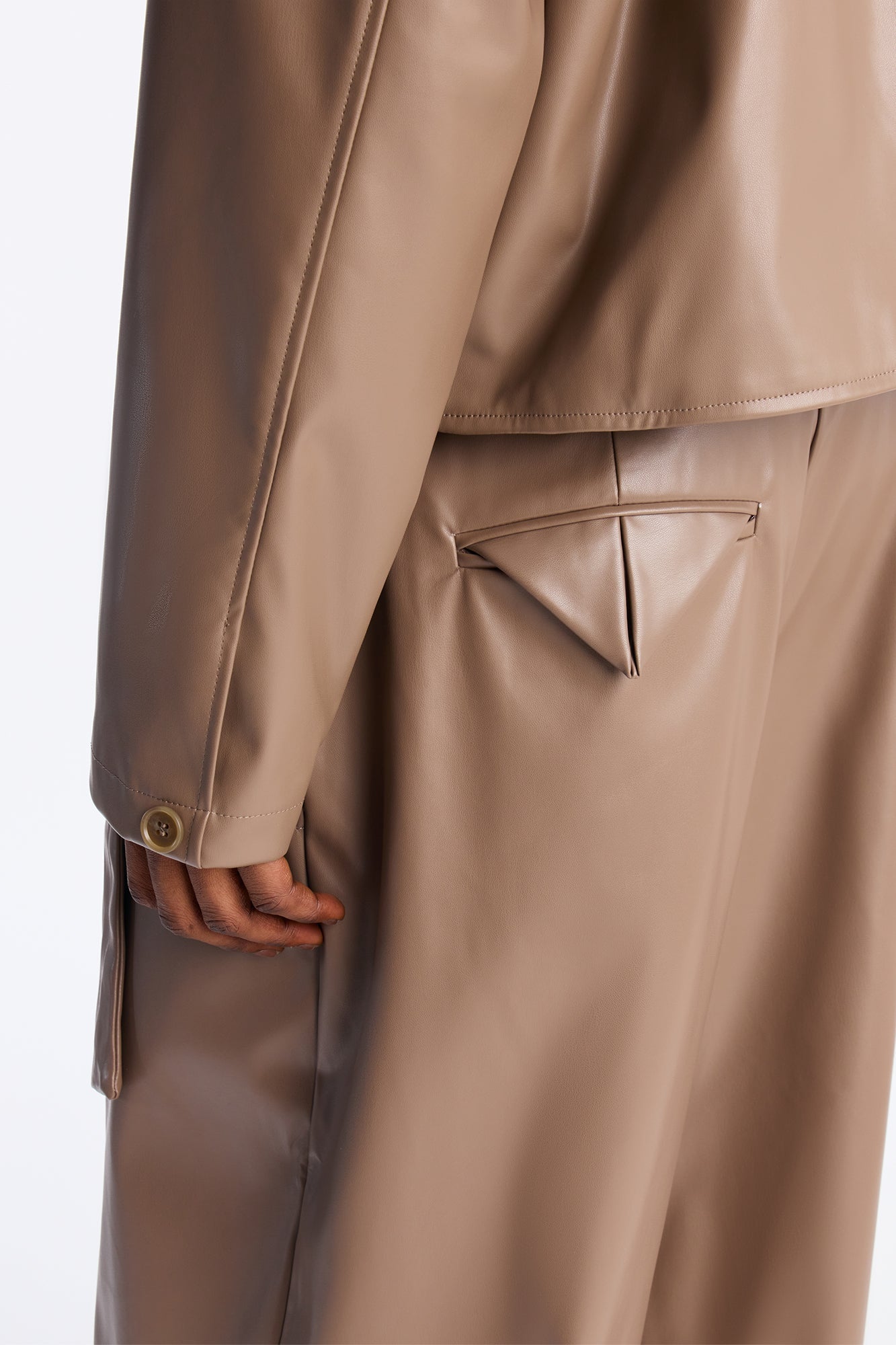 Wide Leg Maverick Faux Leather Trouser - Taupe Fashion Nova