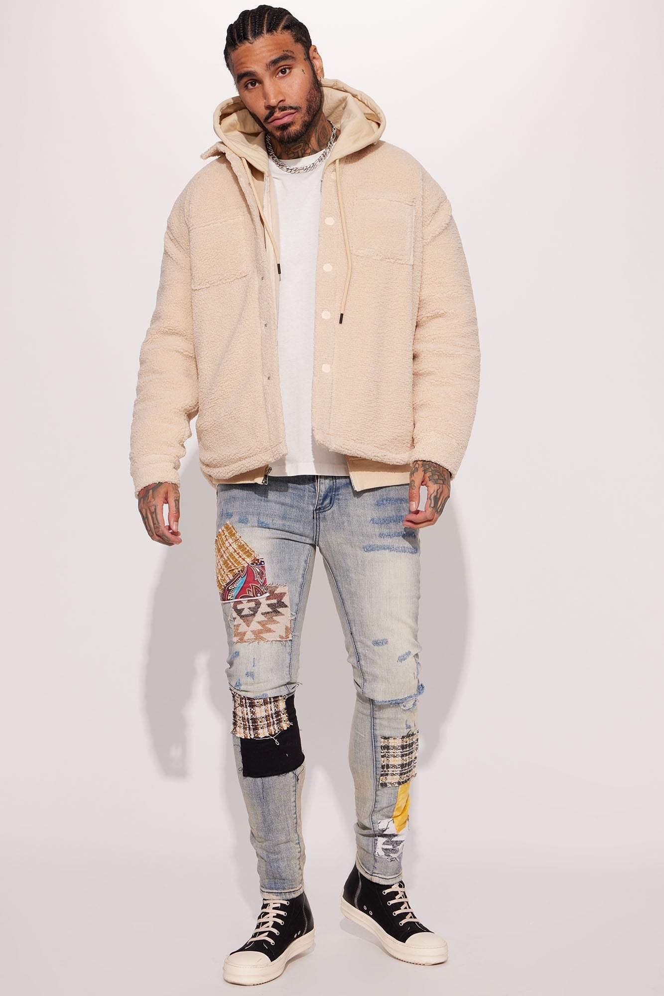 Patchwork Day Stacked Skinny Jeans - Medium Wash Fashion Nova
