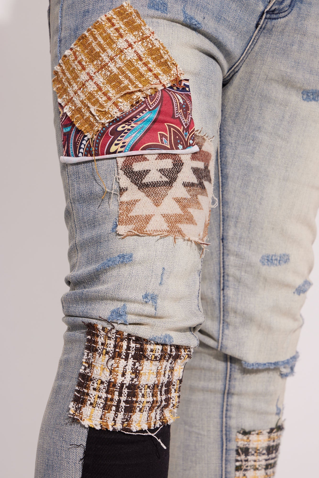 Patchwork Day Stacked Skinny Jeans - Medium Wash Fashion Nova