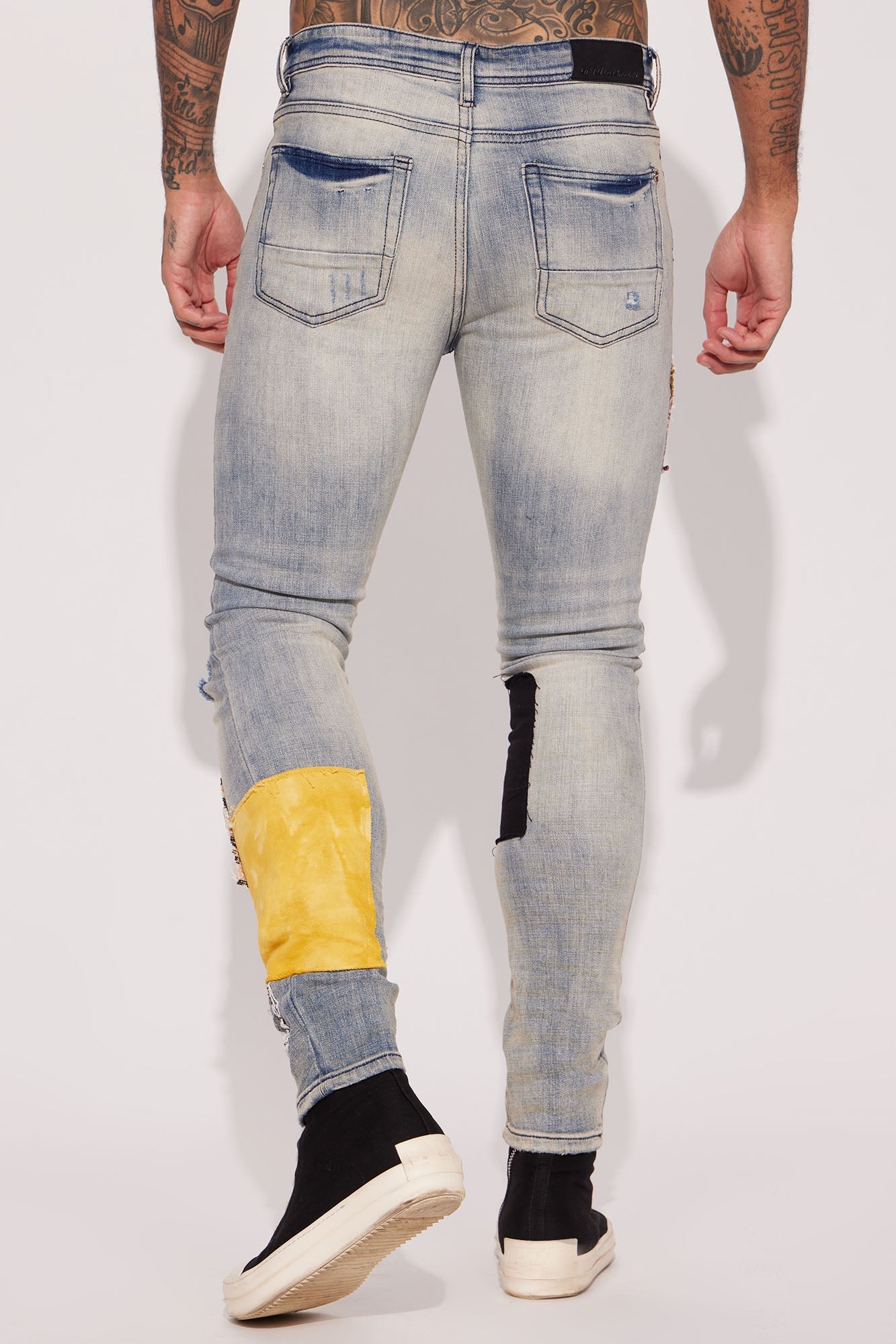 Patchwork Day Stacked Skinny Jeans - Medium Wash Fashion Nova