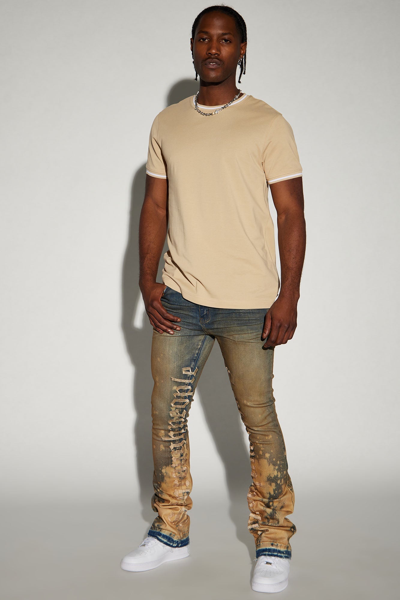 See It Through Bleached Stacked Skinny Flare Jeans - Vintage Wash Fashion Nova