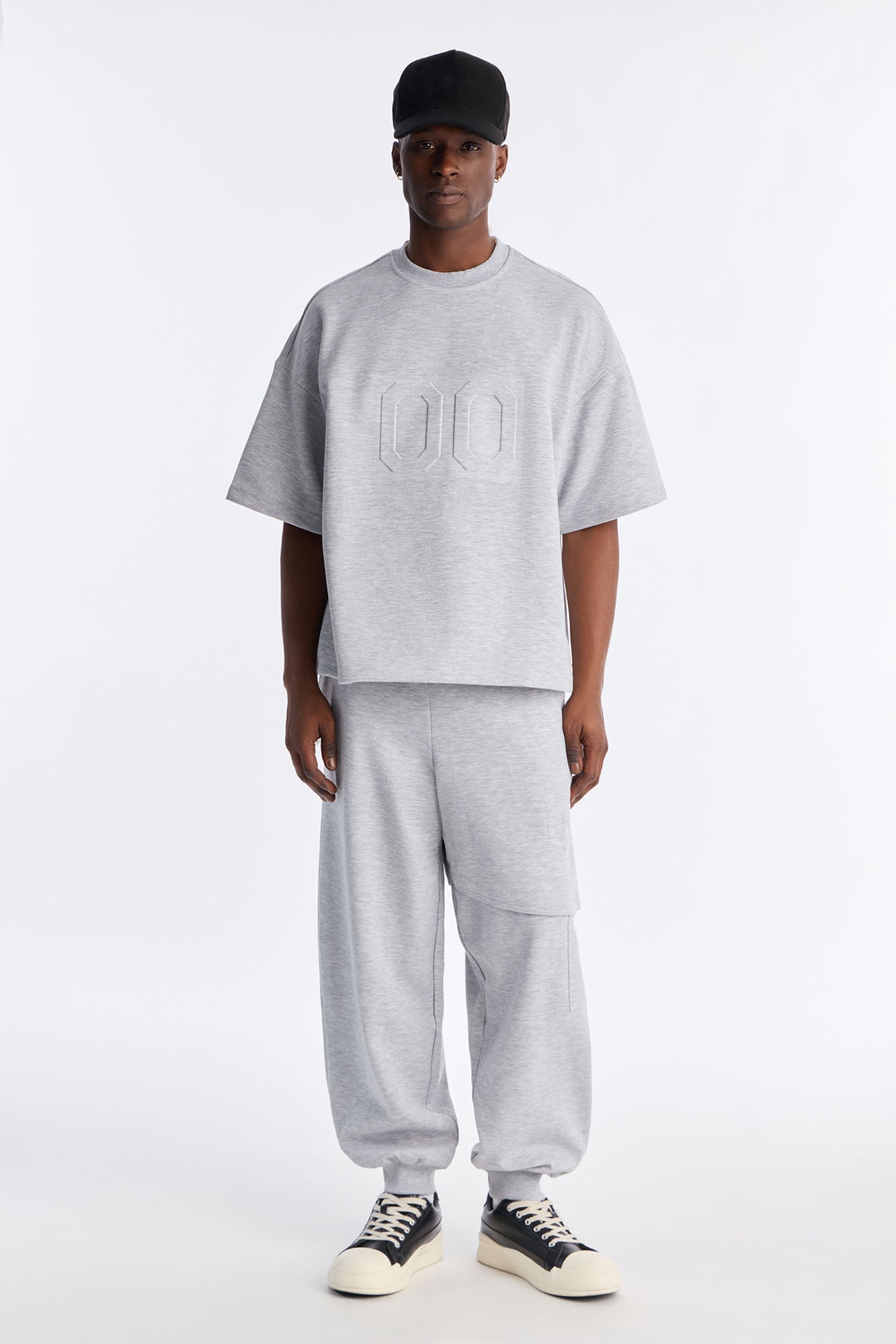 Structured Fleece Embossed Number Tee - Heather Grey Fashion Nova