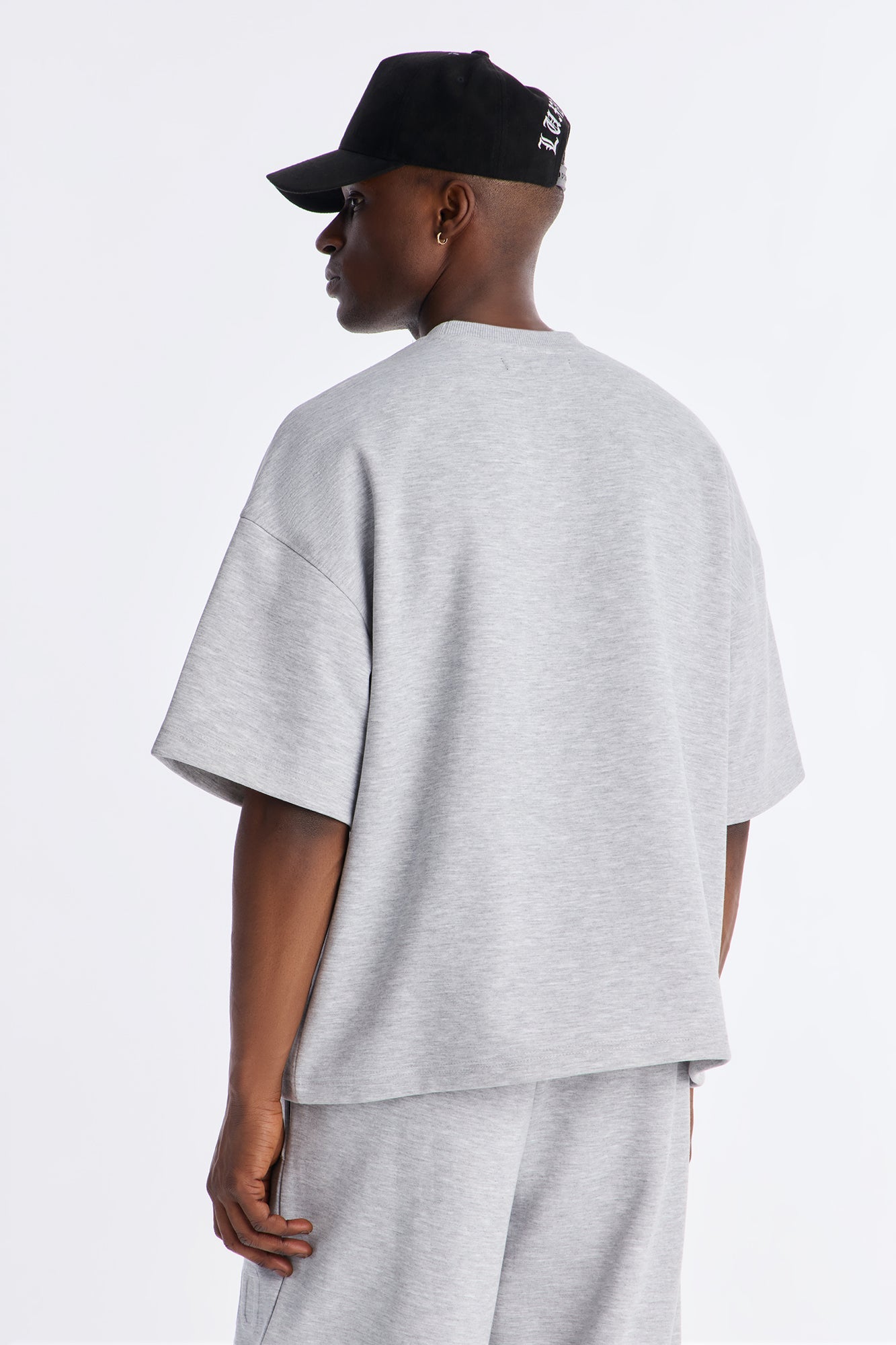 Structured Fleece Embossed Number Tee - Heather Grey Fashion Nova