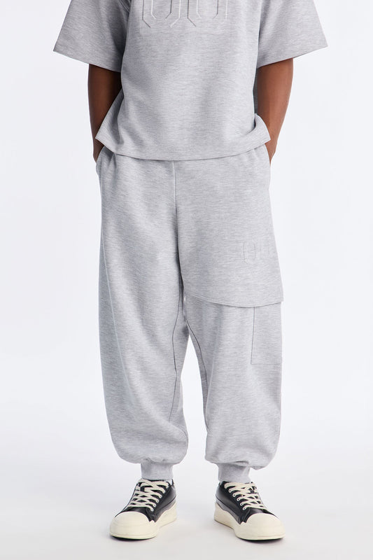 Structured Fleece Embossed Cargo Joggers - Heather Grey Fashion Nova