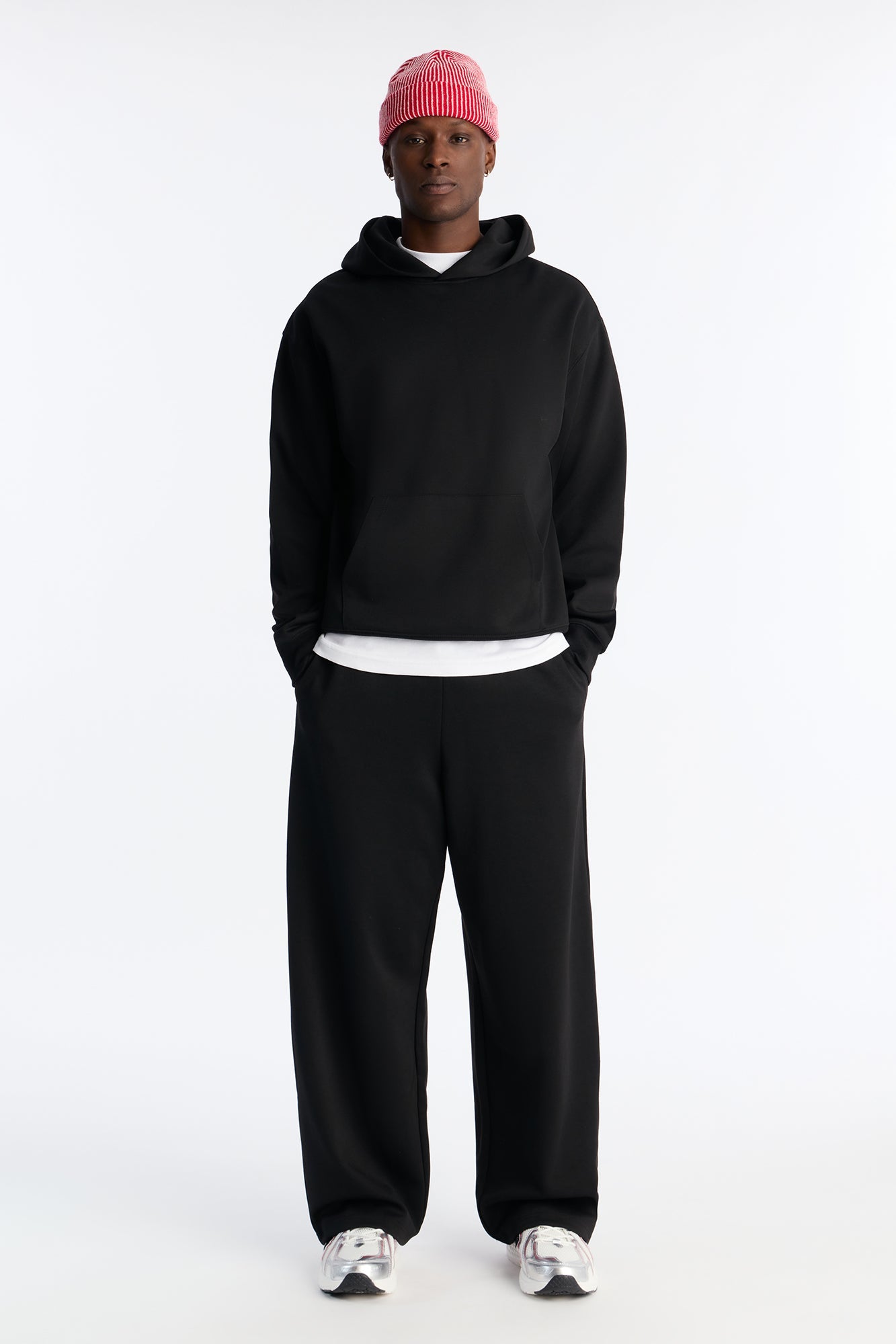 Structured Fleece Wide Leg Sweatpants - Black Fashion Nova