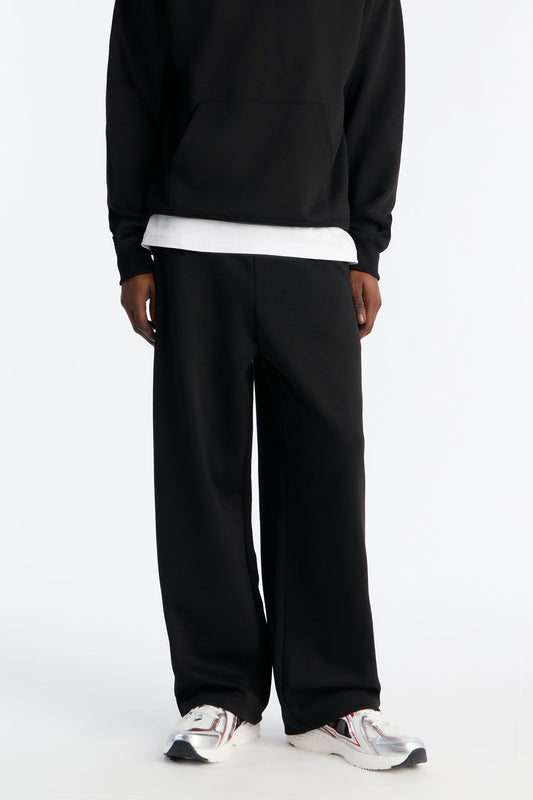 Structured Fleece Wide Leg Sweatpants - Black Fashion Nova