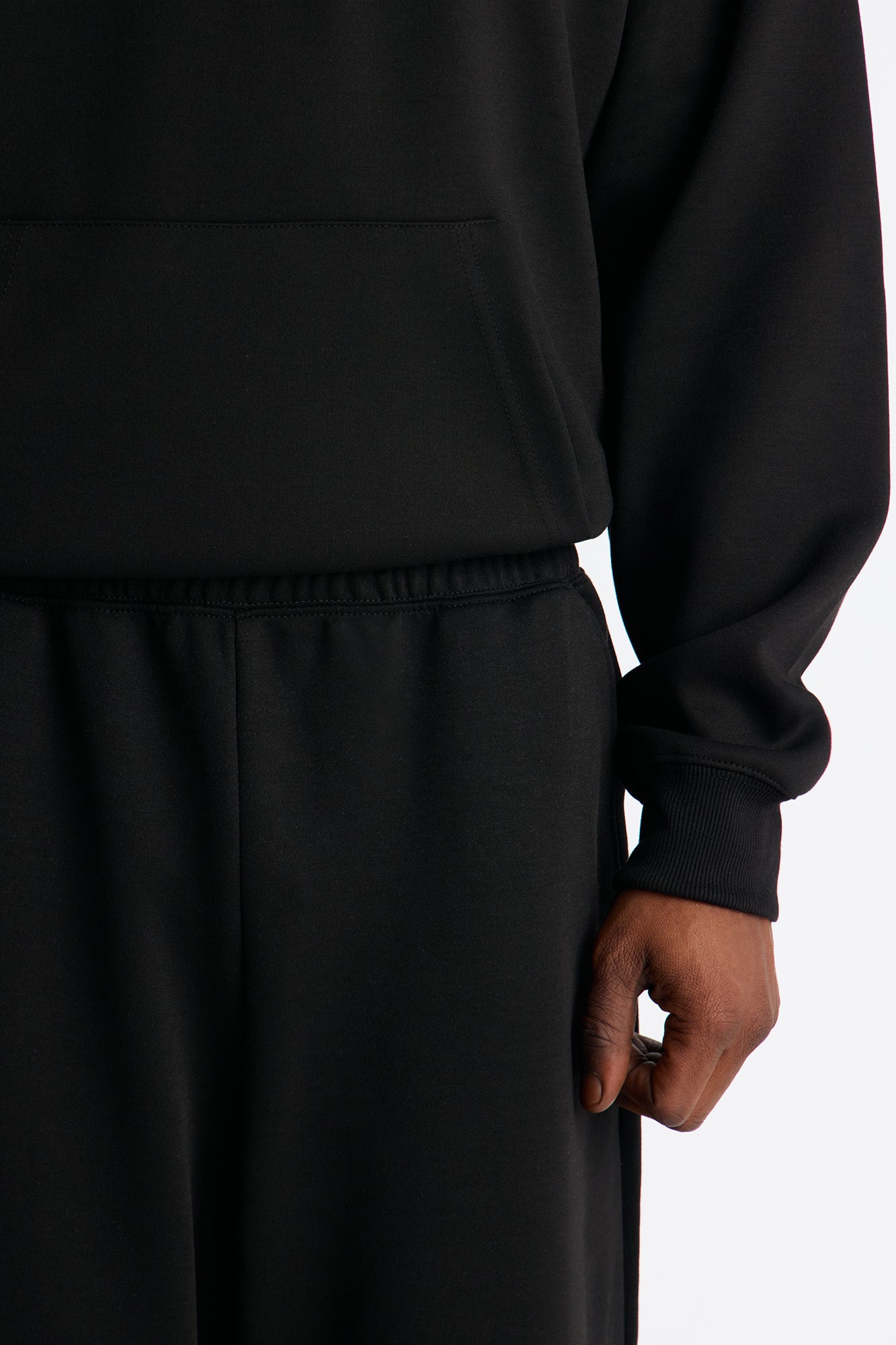 Structured Fleece Wide Leg Sweatpants - Black Fashion Nova