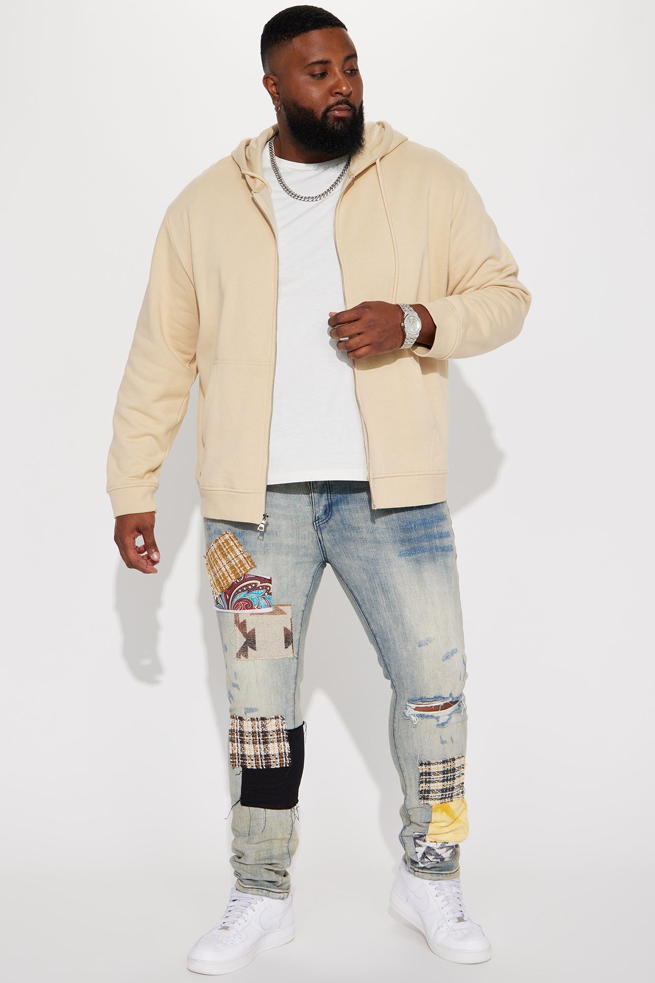 Patchwork Day Stacked Skinny Jeans - Medium Wash Fashion Nova