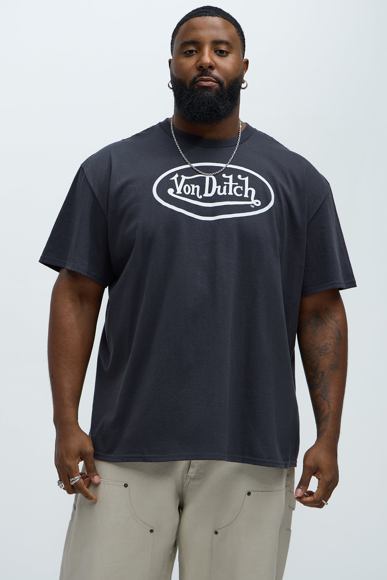 Von Dutch Logo Short Sleeve Tee - Charcoal Fashion Nova