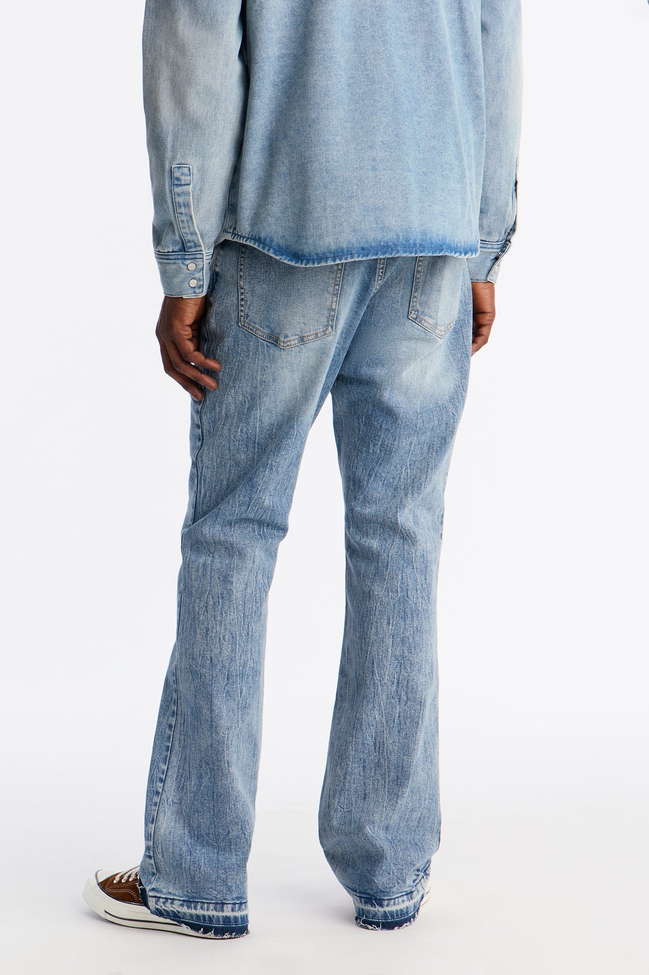 Stacked Skinny Flare Vault Jean - Light Blue Wash Fashion Nova