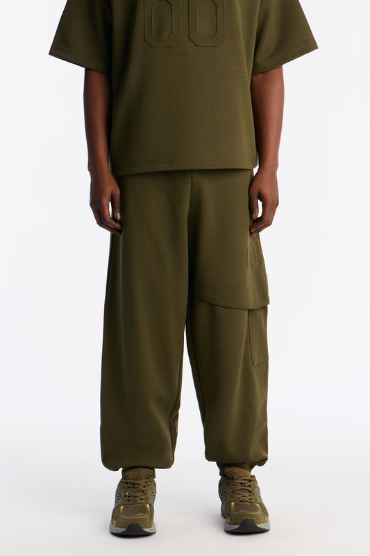 Structured Fleece Embossed Cargo Joggers - Olive Fashion Nova