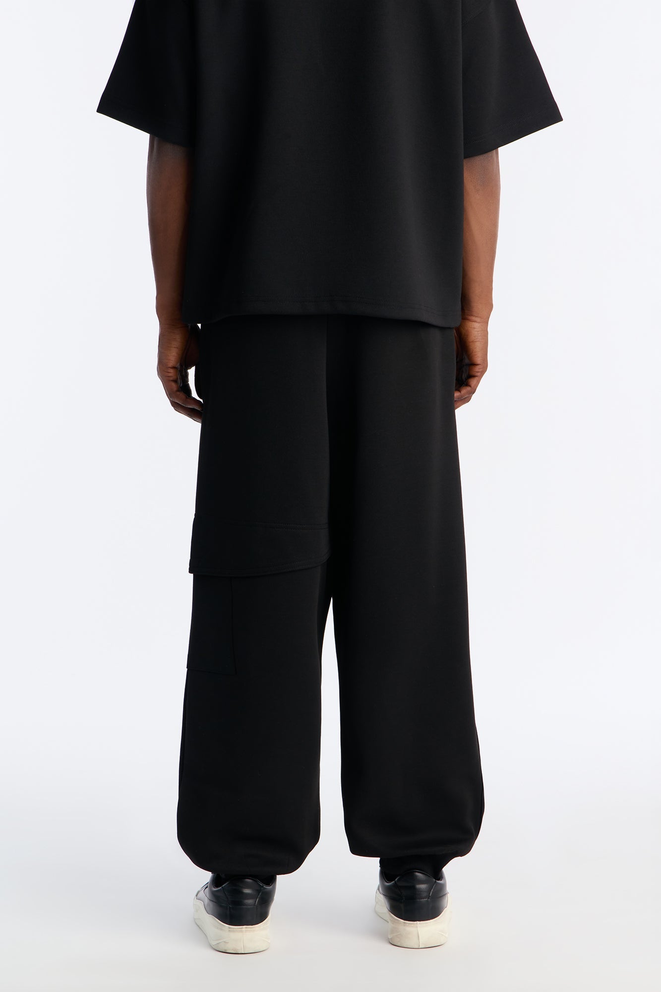 Structured Fleece Embossed Cargo Joggers - Black Fashion Nova