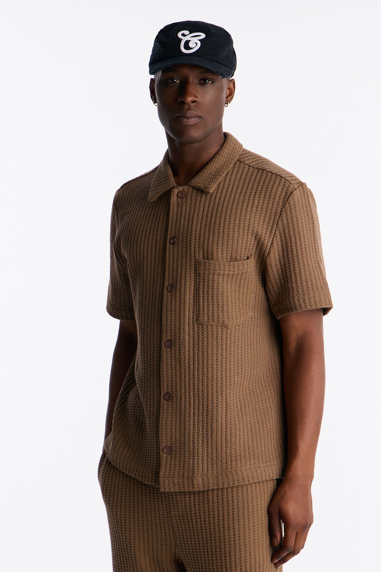 London Fog Textured Button Up Shirt - Brown Fashion Nova