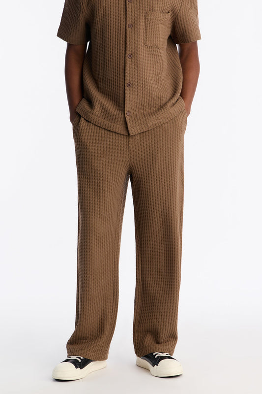 Baggy London Fog Textured Pant - Brown Fashion Nova