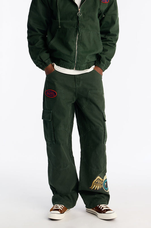 Von Dutch Baggy Flying Eyeball Jean - Green Fashion Nova