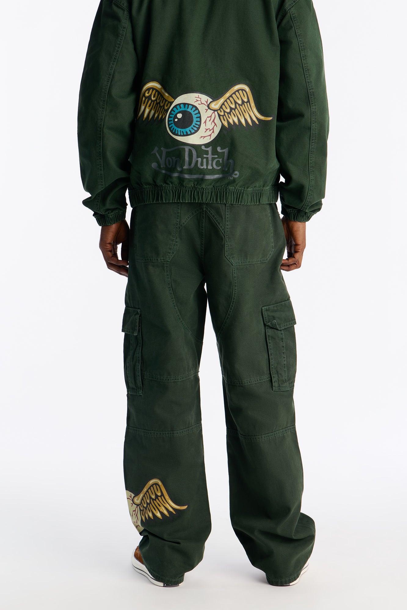 Von Dutch Baggy Flying Eyeball Jean - Green Fashion Nova