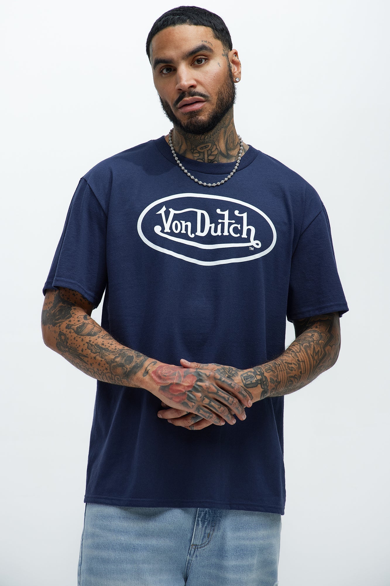Von Dutch Logo Short Sleeve Tee - Navy Fashion Nova