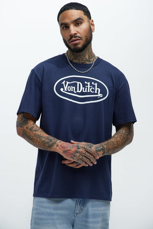 Von Dutch Logo Short Sleeve Tee - Navy Fashion Nova