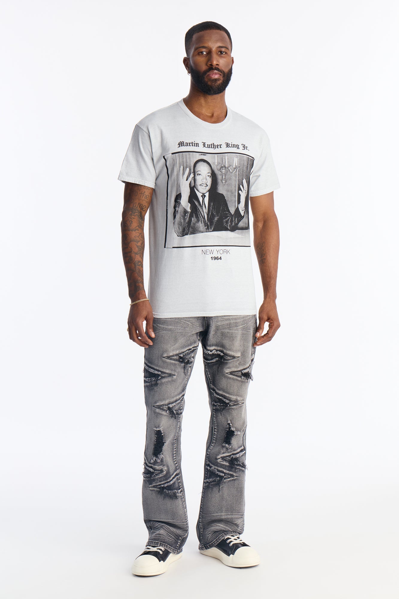 The King 1964 Puff Print Short Sleeve Tee - Grey Fashion Nova