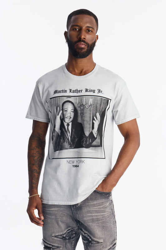 The King 1964 Puff Print Short Sleeve Tee - Grey Fashion Nova