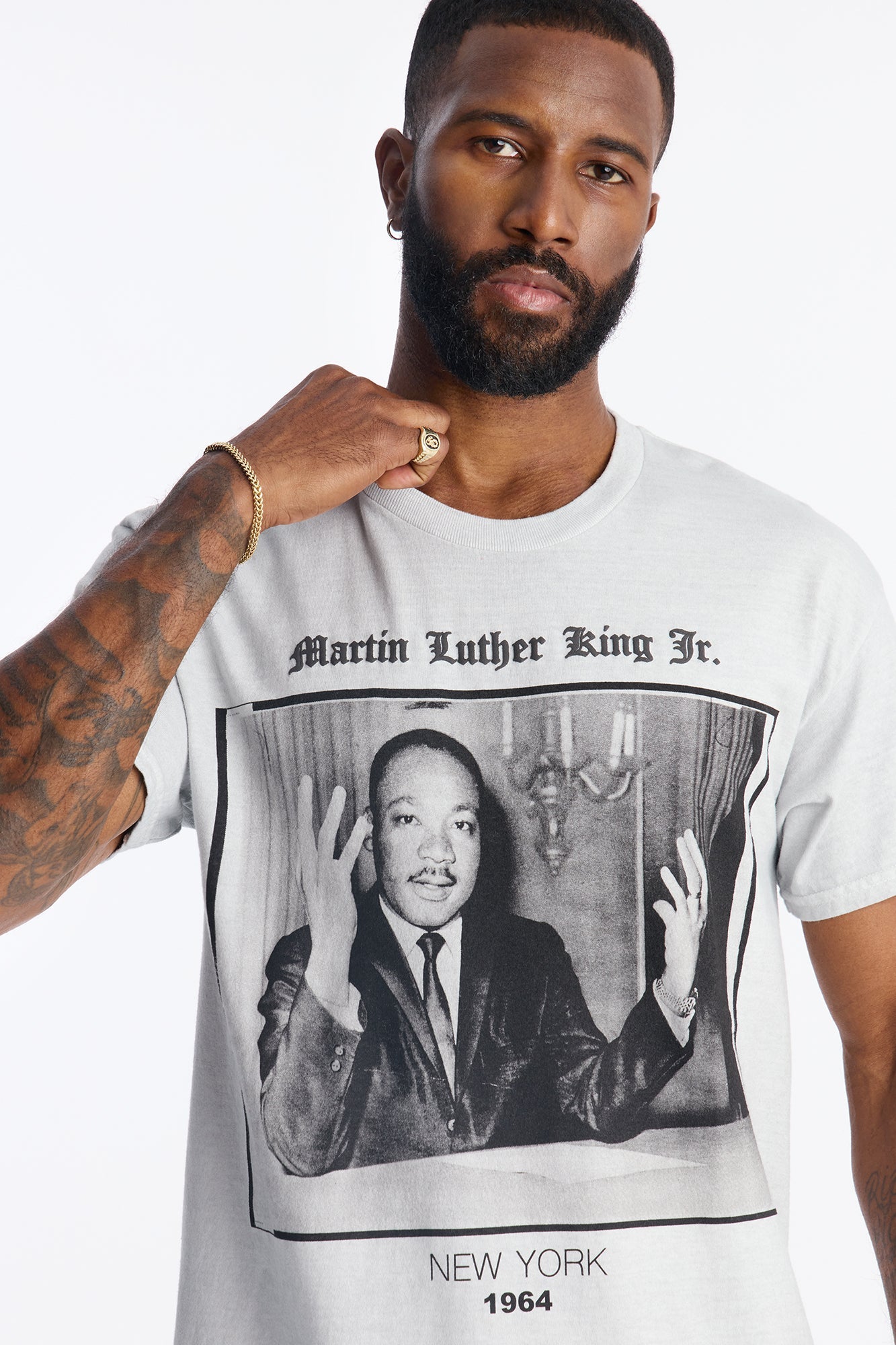 The King 1964 Puff Print Short Sleeve Tee - Grey Fashion Nova