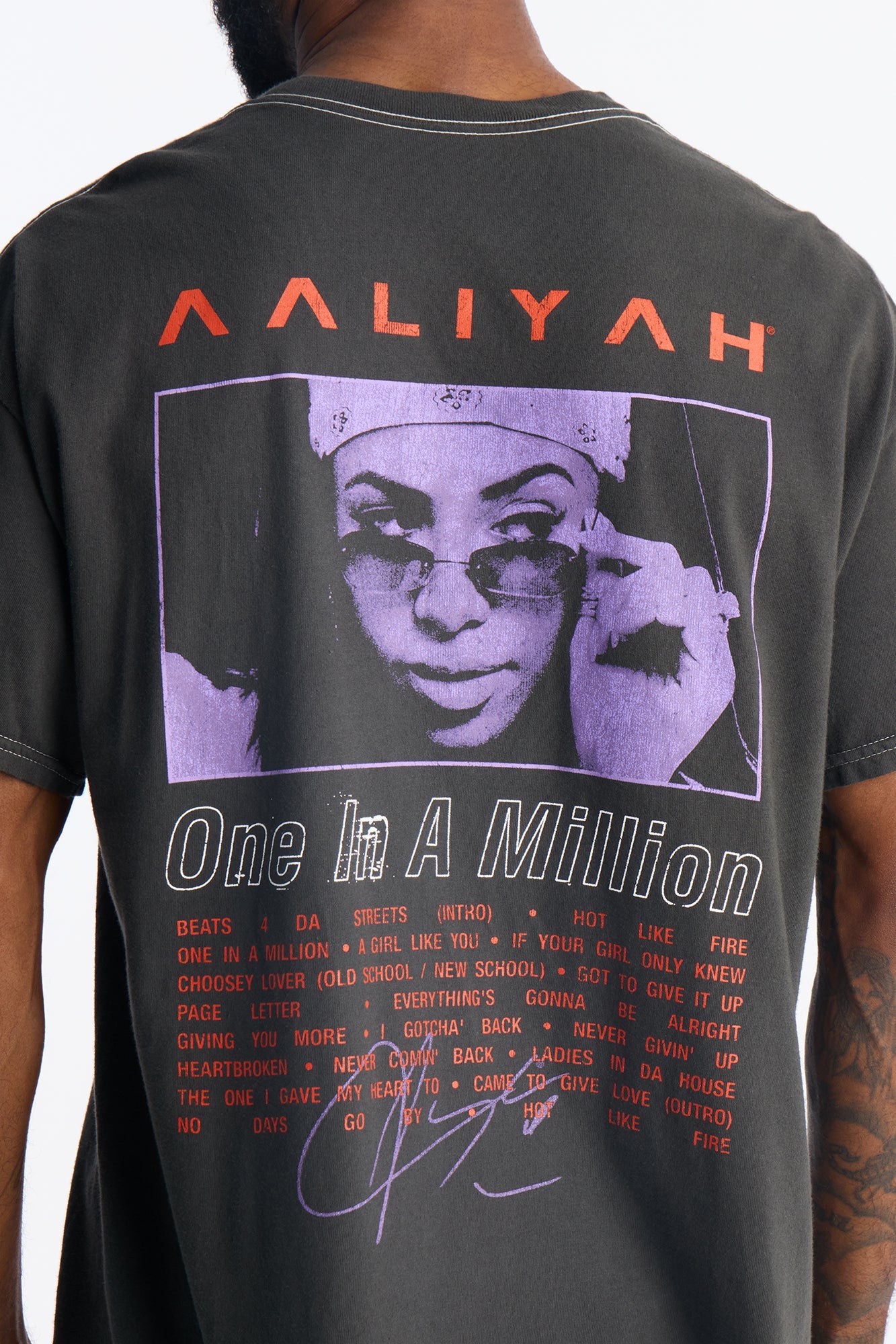 Aaliyah One In A Million Boxy Short Sleeve Tee - Black Wash Fashion Nova