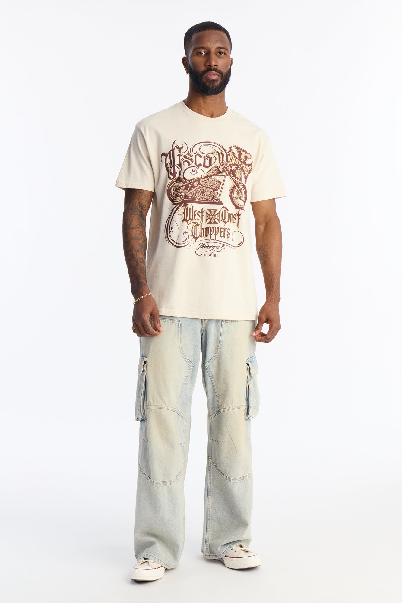 West Coast Choppers 1969 Short Sleeve Tee - Cream Fashion Nova