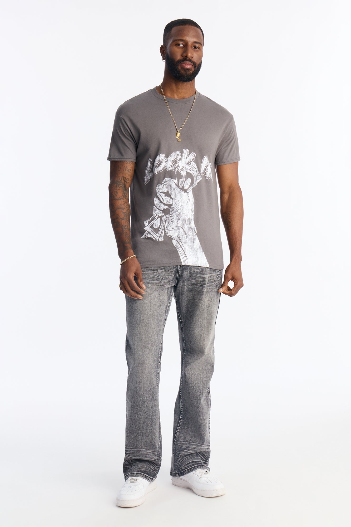 Lock In Grind Short Sleeve Tee - Grey Fashion Nova