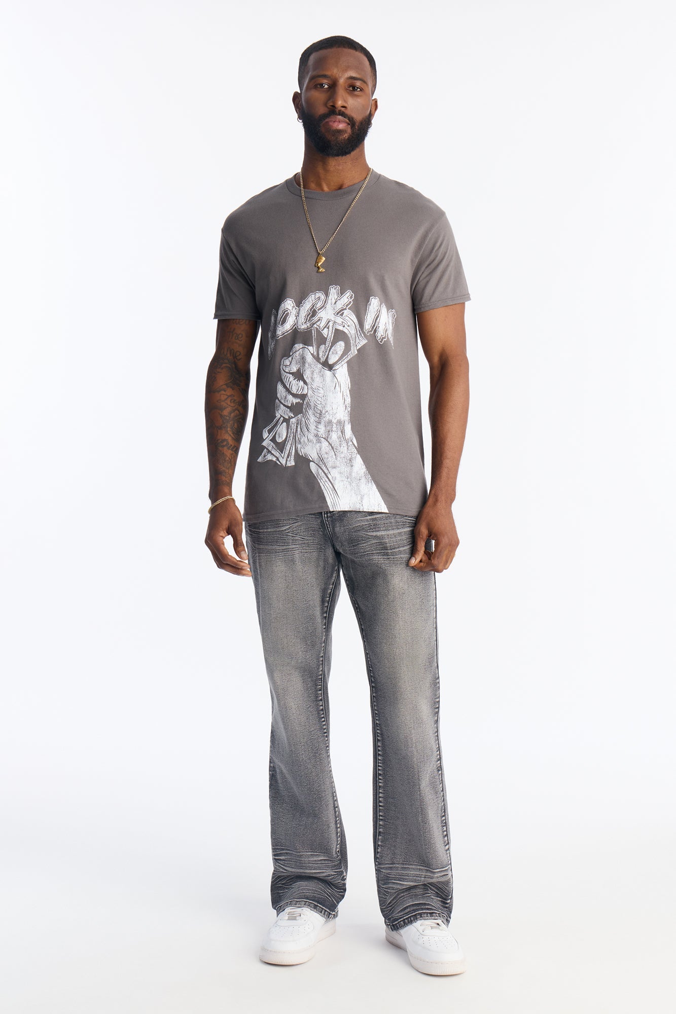 Stacked Slim Flare Raw Chaos Jeans - Black Wash Fashion Nova