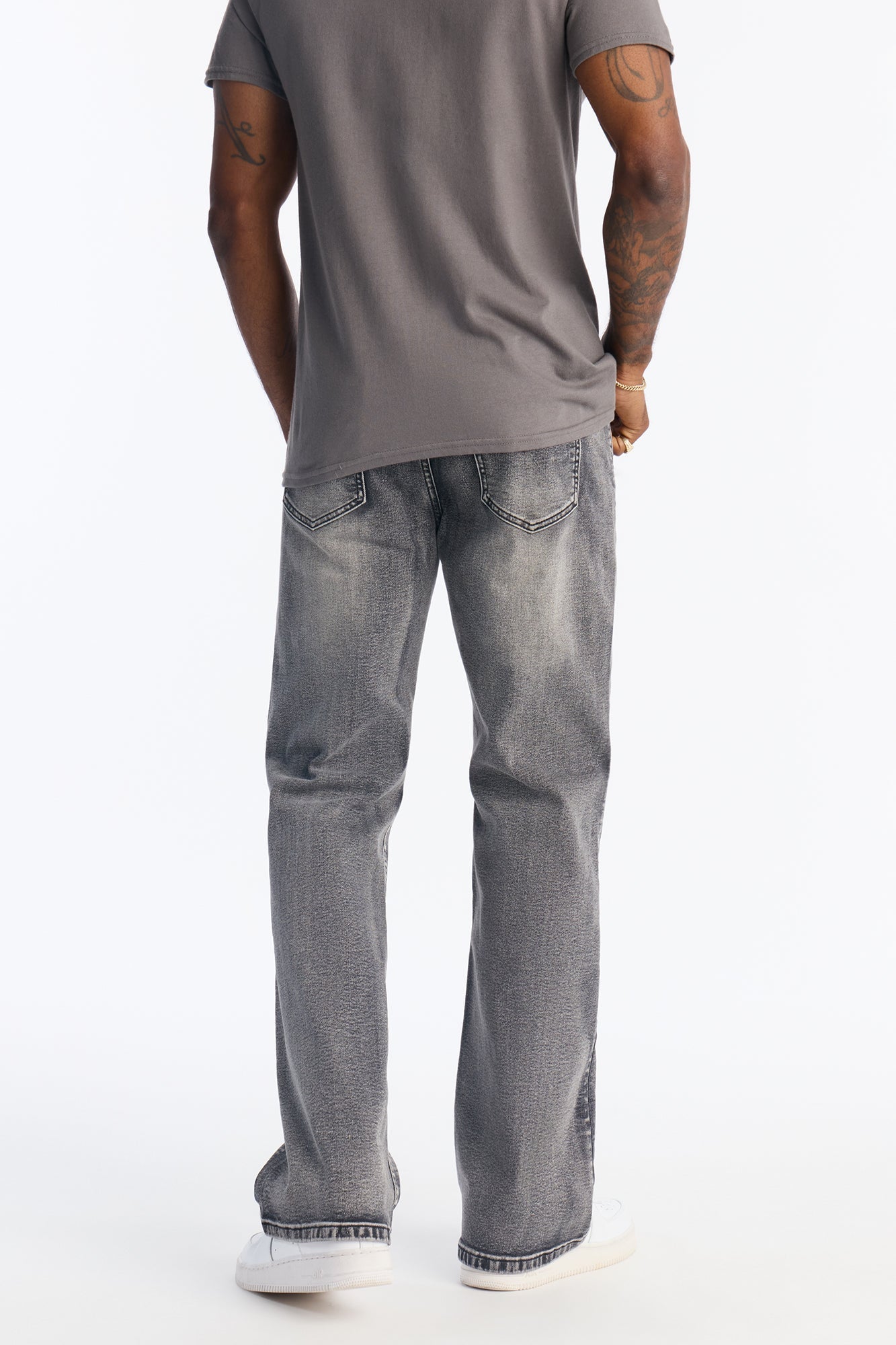 Stacked Slim Flare Raw Chaos Jeans - Black Wash Fashion Nova