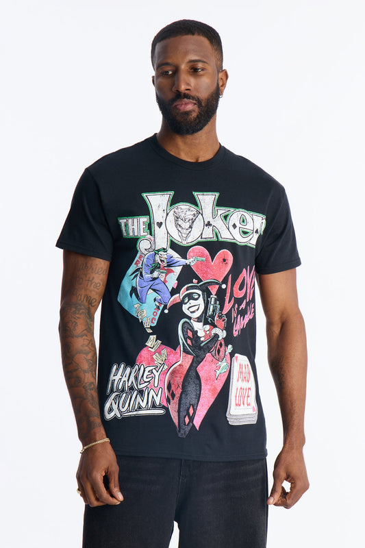 The Joker And Harley Mad Love Short Sleeve Tee - Black Fashion Nova