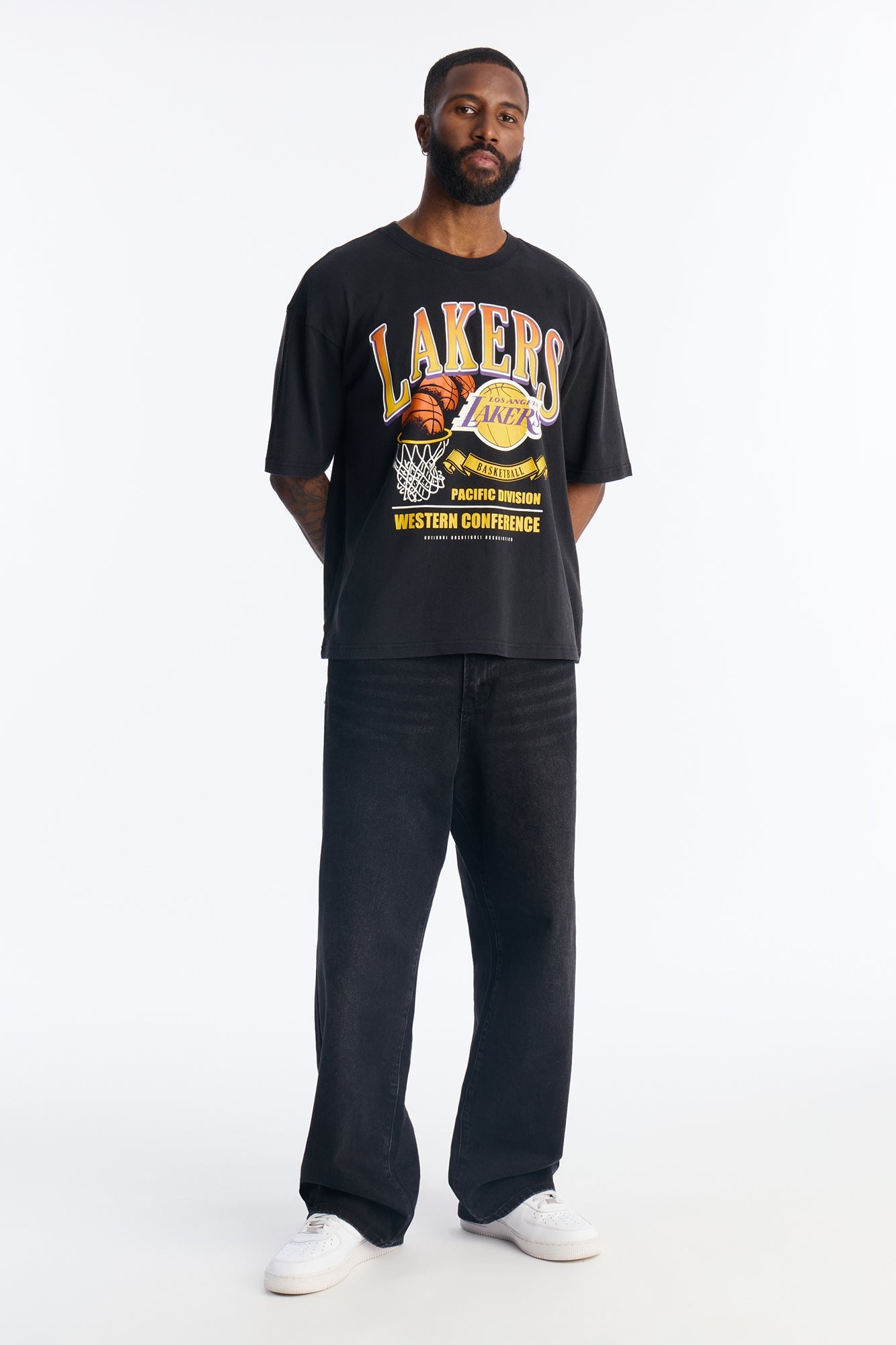 Lakers For The City Short Sleeve Tee - Black Wash Fashion Nova