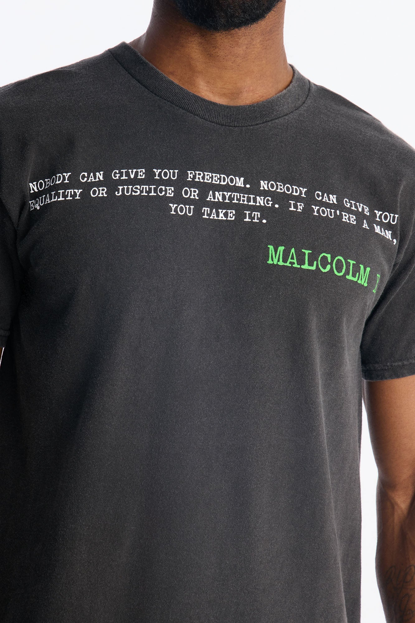 The Voice Of Malcom X Short Sleeve Tee - Black Wash Fashion Nova