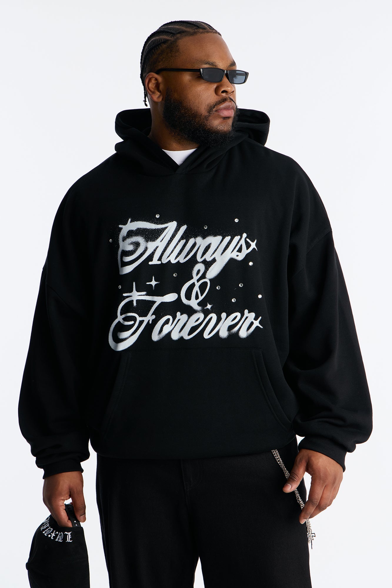 Always And Forever Rhinestone Oversized Hoodie - Black Fashion Nova