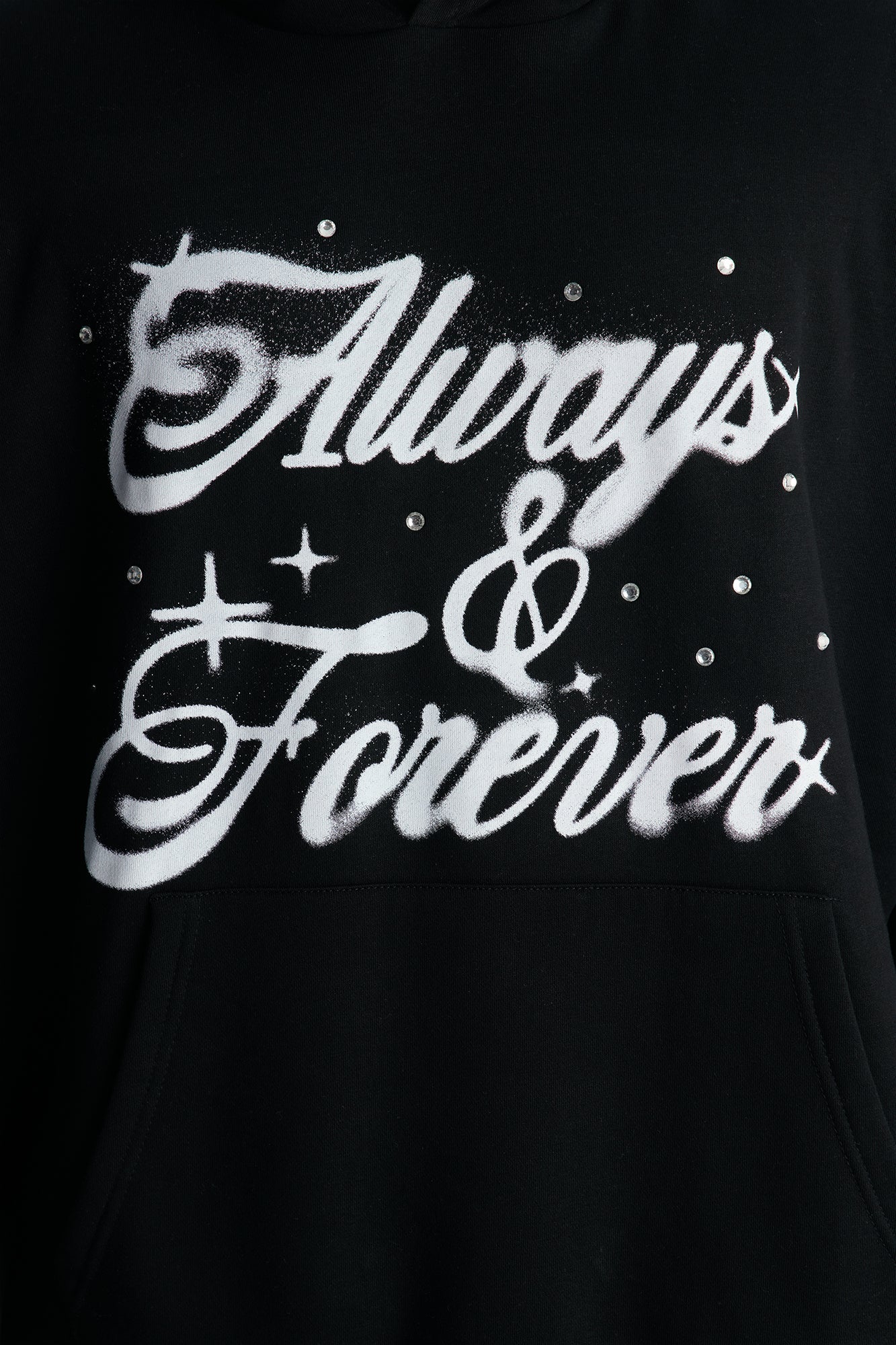 Always And Forever Rhinestone Oversized Hoodie - Black Fashion Nova