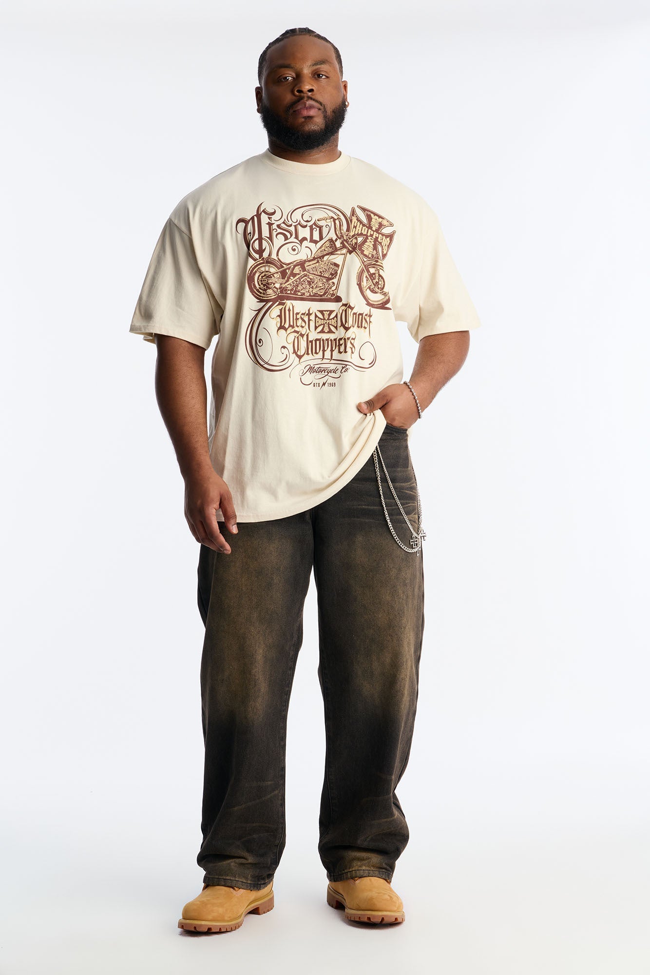 West Coast Choppers 1969 Short Sleeve Tee - Cream Fashion Nova