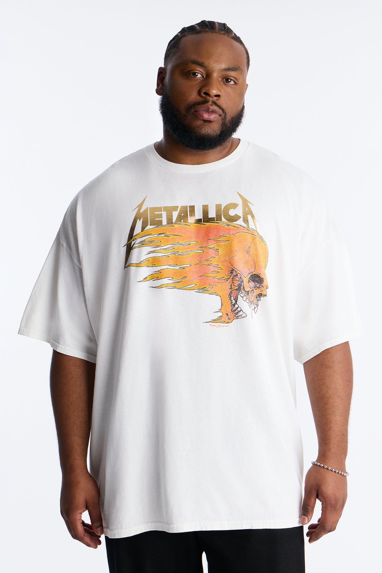Metallica Summer Of '94 Foil Print Short Sleeve Tee - White Fashion Nova
