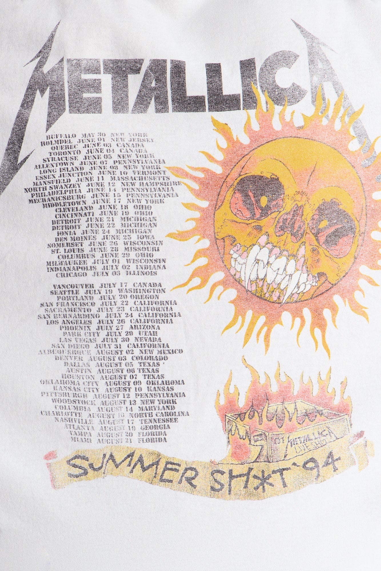 Metallica Summer Of '94 Foil Print Short Sleeve Tee - White Fashion Nova
