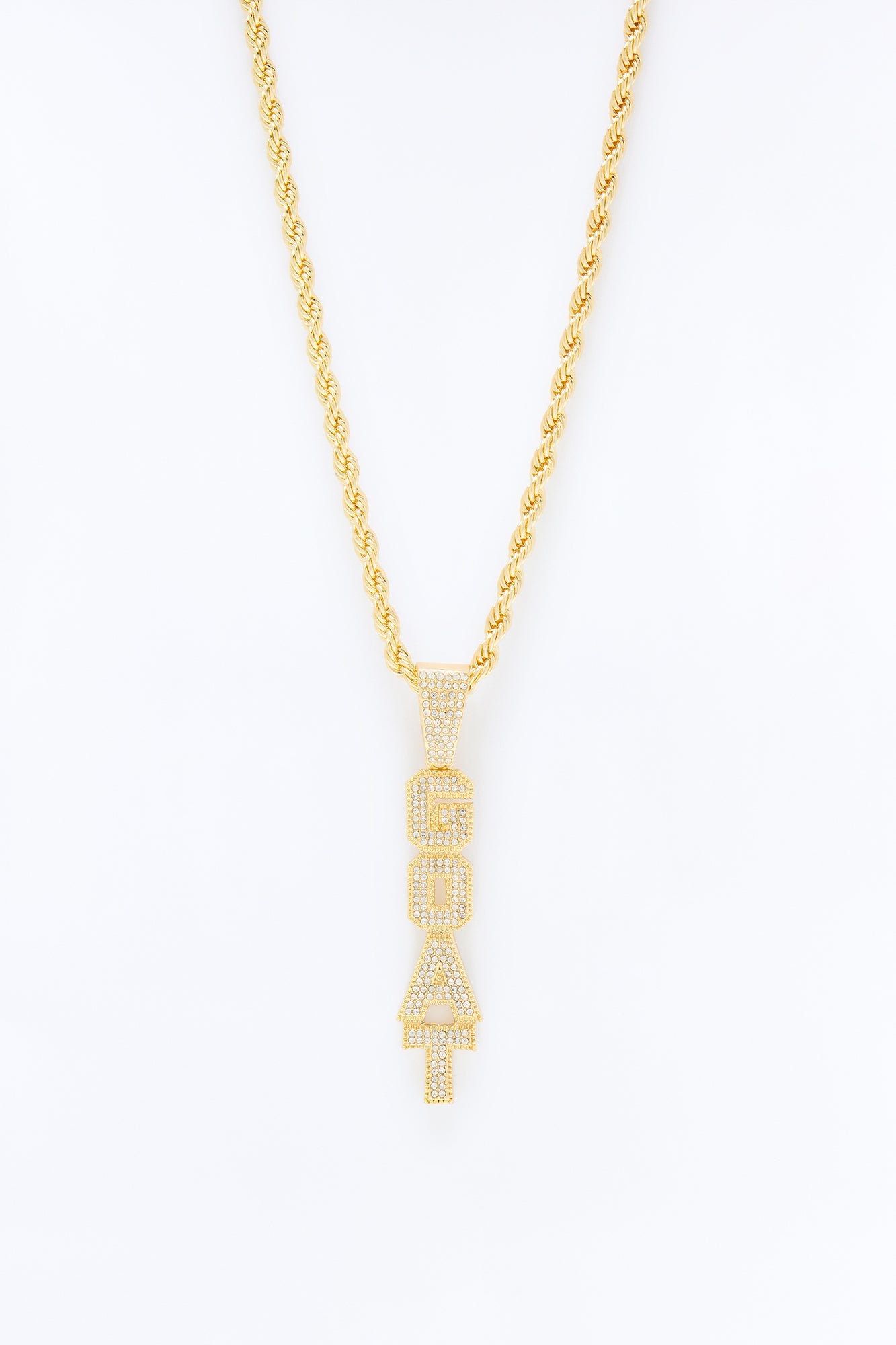 GOAT Vertical Iced Pendant Necklace - Gold Fashion Nova