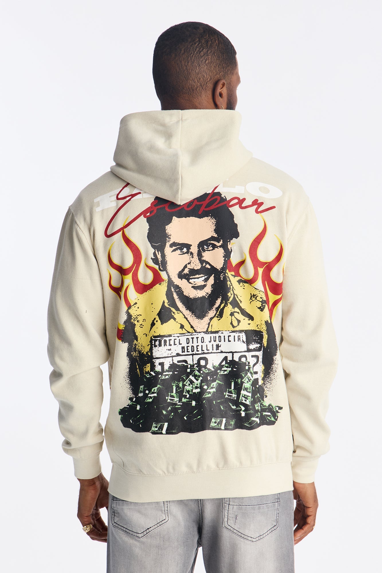 Pablo Escobar Patch Zip Up Hoodie - Khaki Fashion Nova