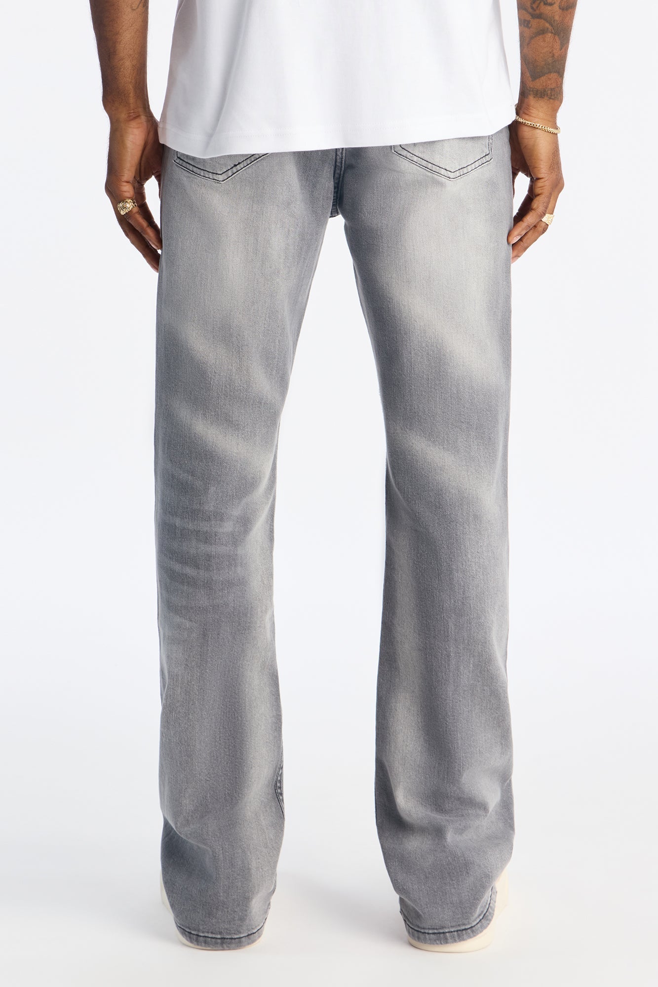 Stacked Skinny Flare Take My Time Jean - Grey Fashion Nova