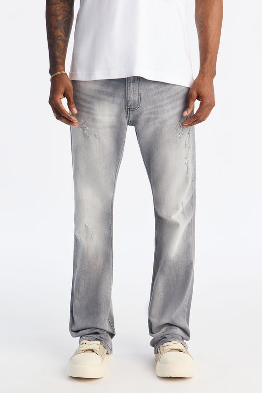Stacked Skinny Flare Take My Time Jean - Grey Fashion Nova