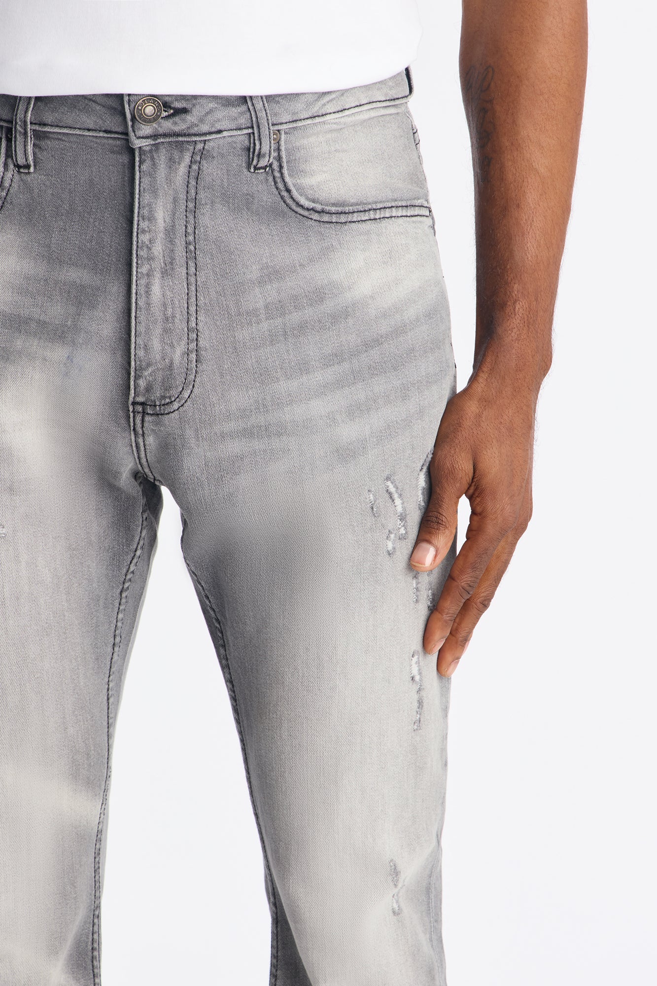 Stacked Skinny Flare Take My Time Jean - Grey Fashion Nova