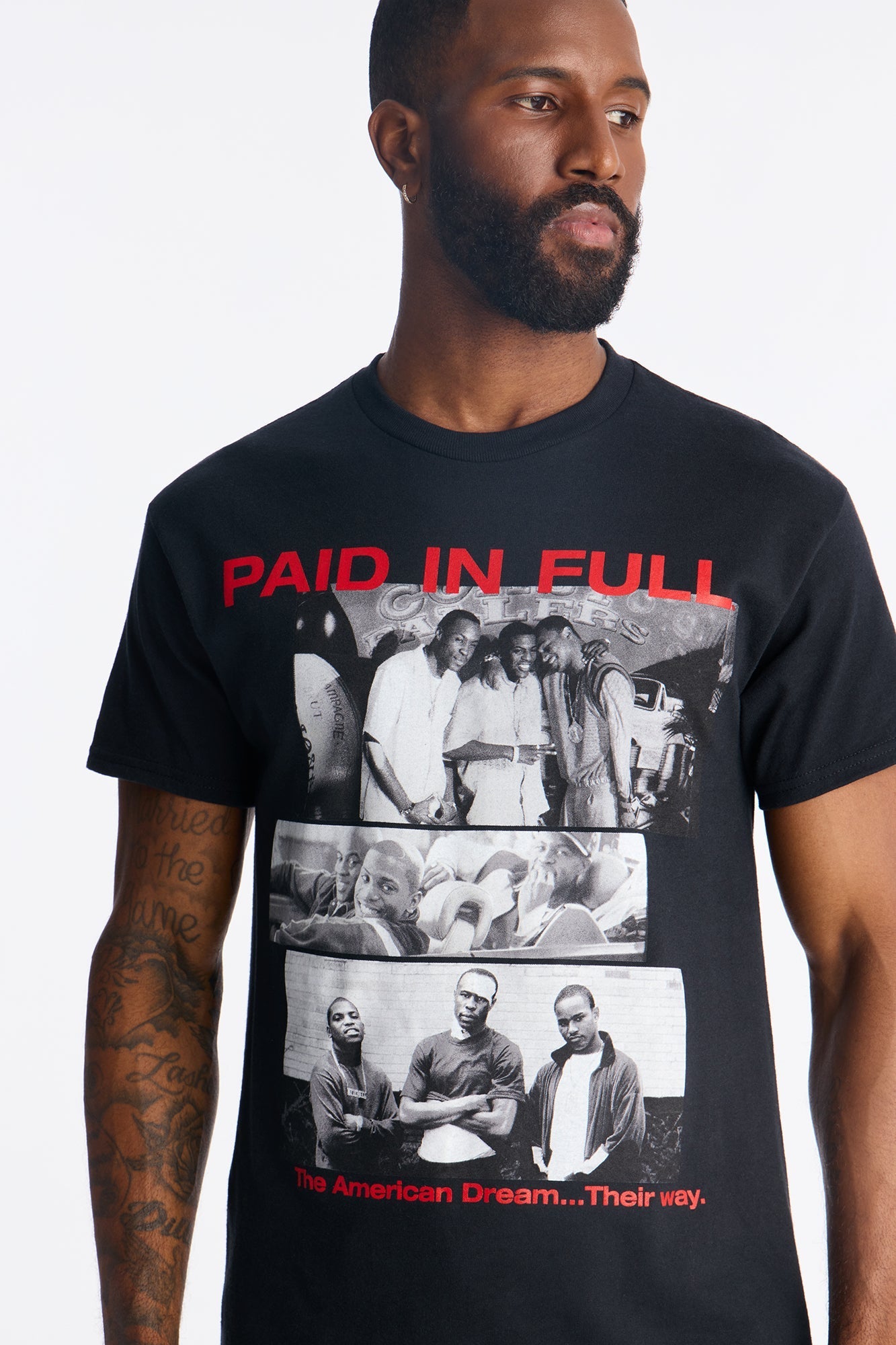 Paid In Full Short Paneled Sleeve Tee - Black Fashion Nova