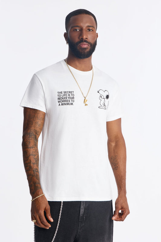 Snoopy Dawg Rhinestone Short Sleeve Tee - White Fashion Nova